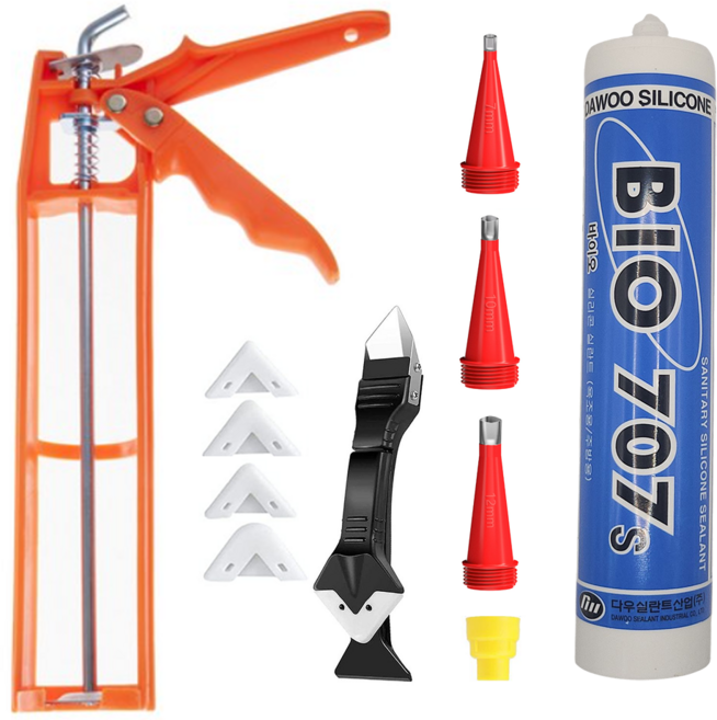 윈프로 욕실 주방 바이오 실리콘 백색 올인원 보수 세트, 1개