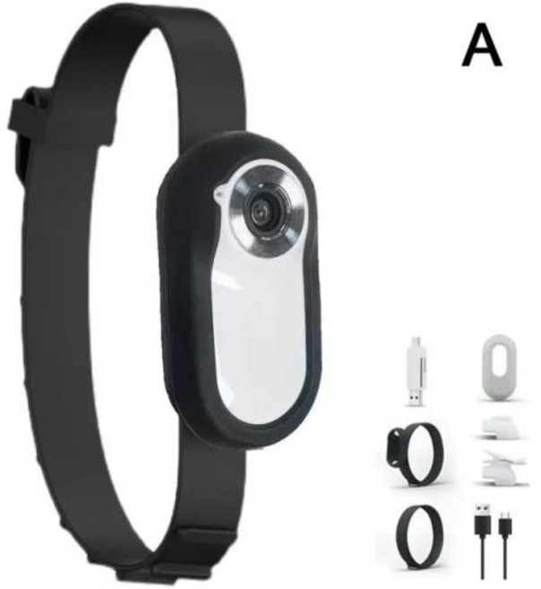 와이파이 불필요 및 개 목걸이 카메라 신체 실내 및 실외 칼라 녹화 미니 비디오 카메라 무선 D9r6, WHITE, 1) White, 1개