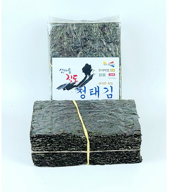 굽지않고 바로먹는 화입 청태김 (파래함량70%) 섬마을진도 구운듯 바삭한 화입청태김 100매, 1개, 280g
