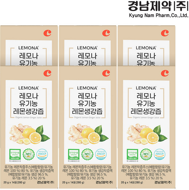 경남제약 레모나 유기농 레몬생강즙, 20g, 84개
