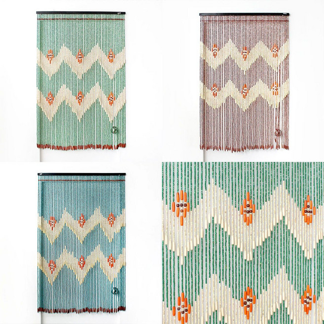 나무 구슬발 ( 원룸 꾸미기 빈티지 레트로 소품 벽장식 우드발 우드볼 목각발 창문발 장식용 업소용 현관문발 공간분리 햇빛가리개 ), 목각발 그린