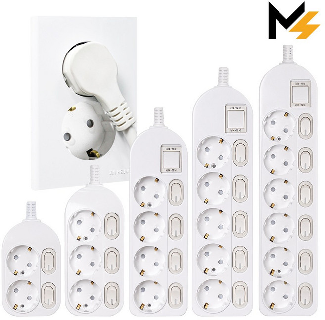 몬스터탭 국산 개별 절전 과부하차단 스위치멀티탭 슬림플러그, 1개, 개별 6구 화이트, 3m