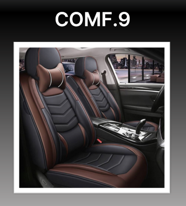 자동차 차량 가죽 시트 커버 교체 카시트 보호 풀커버 블랙 브라운 레드 화이트 투톤모델 ComF. 9, 1세트, ComF. 9 초코브라운(운전석조수석뒷좌석세트)