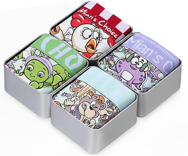 CaecnKoen 남자 소프트 남성 아이스실크 드로즈 4장세트 선물 32