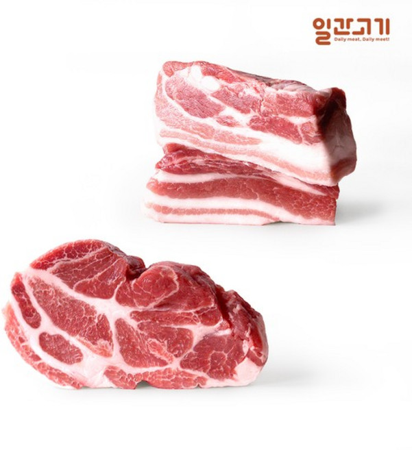 [일간고기][냉장]무항생제 한돈 삼겹500g+목살500g 구이용, 없음