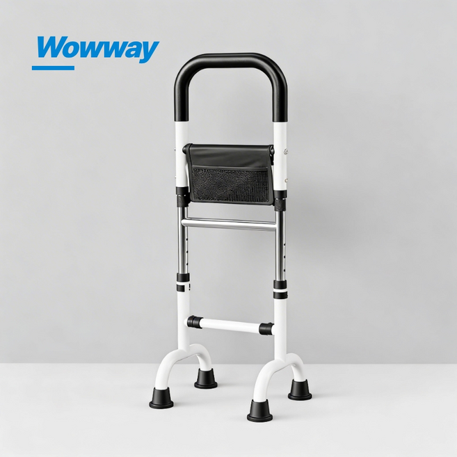 WOWWAY 노인보행보조기 높이조절 노인용 침대 소파 변기 욕실 기립 보조기 안전바 어르신보행기, 1개, 블랙