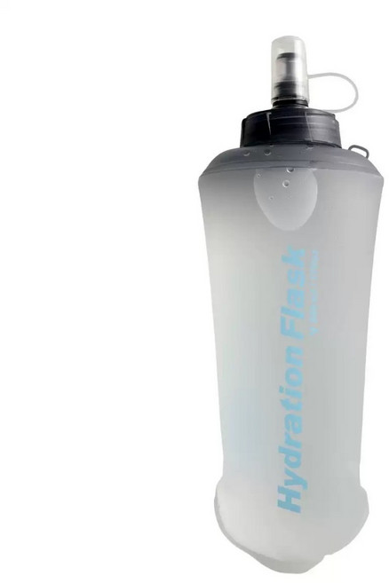 METOUR 戶外運動摺疊軟水瓶 500ml TPU超輕量 無異味 快速吸水咬嘴 馬拉松水袋, 白色,500ml, 1個