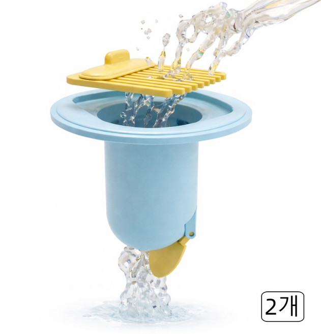 상덕 하수구트랩 화장실 벌레차단 냄새 차단 프리미엄 배수구 거름망 2개, 블루 옐로우