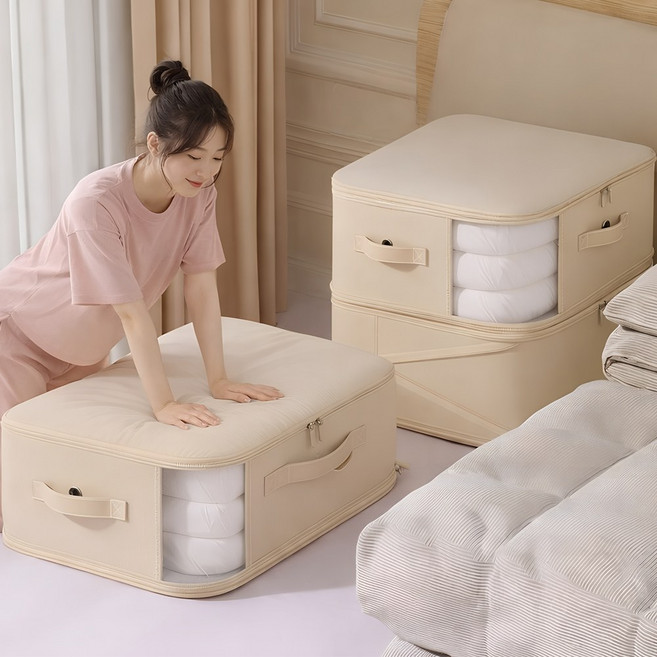 라온프리 프리미엄 패딩 의류 이불 압축팩, 베이지, 4개