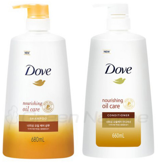 도브 너리싱 오일 케어 샴푸+컨디셔너, 2개, 680ml