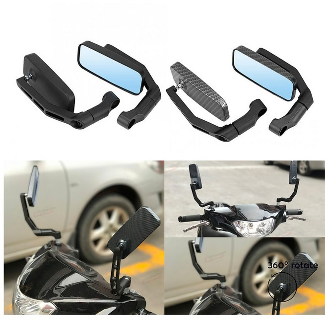 발통마켓 오토바이 사이드미러 백미러 눈부심방지 범용 클래식, 직사각형백미러(블랙), 1개