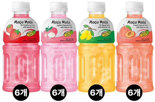 모구모구 4가지맛(딸기+리치+망고+복숭아), 24개, 320ml