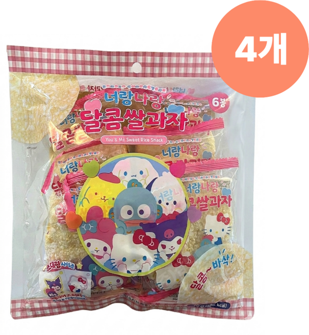 산리오 캐릭터즈 너랑나랑 달콤쌀과자 70g 4 6 8 10 구성, 4개