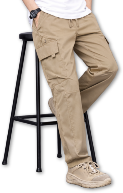 코트니스 남성 봄가을 카고 바지 편안한 허리 밴딩 등산 작업복 아웃도어 팬츠