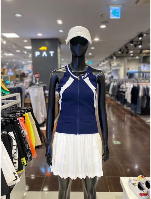 5F [신사] 파사디 골프 여성 24SS 골지 풀오픈 조끼 티셔츠 블루 P24MKS392M