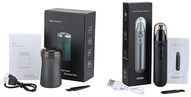 FLEX 플렉스 면도기+코털제거기 2종 세트 자동차 차량용 휴대용 전기 면도기, Flex-Ms & Flex-NHR, 혼합색상