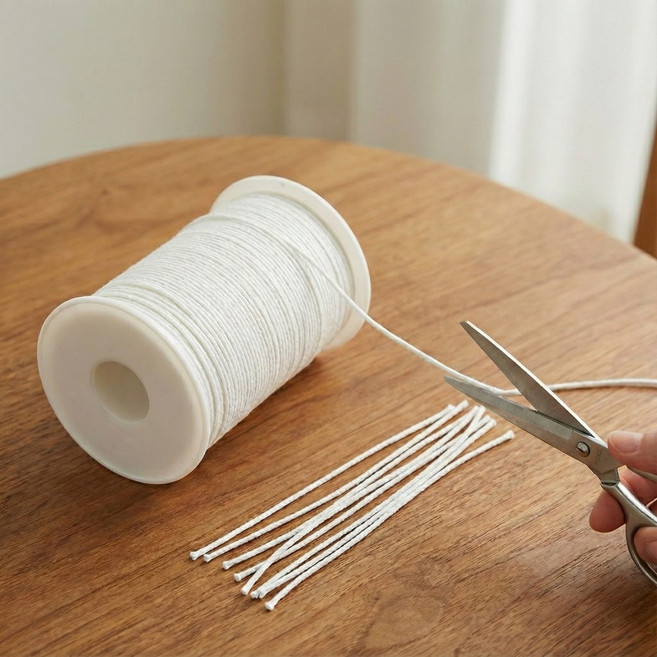 지구원 잘라쓰는 대용량 양초 향초 캔들 면심지 61m, 1개