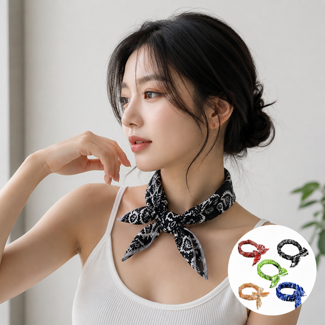 여름 아이스 쿨링 야외활동용 쿨 스카프 5P 세트, 5개, 혼합 컬러