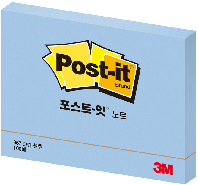 3M 포스트잇 직사각 657 크림블루 100매