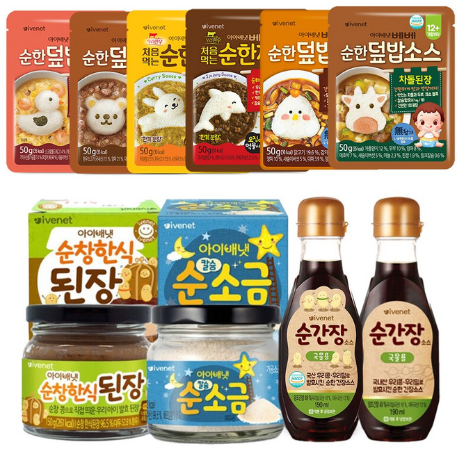 아이배냇 덮밥소스6종 순간장2종 된장 소금 세트 아가세이프, 1세트, 960g, 덮밥소스6종+간장(국물용2개)+소금+된장