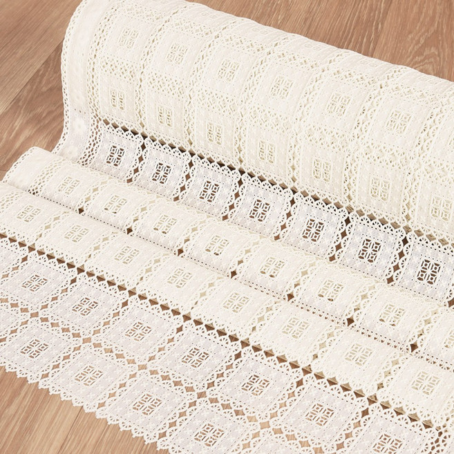 데코리아 북유럽풍 레이스 식탁보 방수코팅 테이블보 테이블커버, 폭 50cm * 길이 5m, FL2964 베이지, 1개