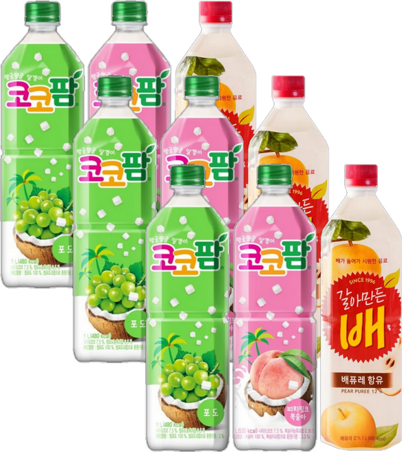 코코팜 피치핑크 복숭아 + 포도 + 갈아만든 배, 3세트, 1L