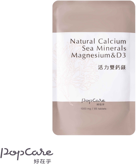 POPCARE好在乎 活力雙鈣鎂能量錠 補充包, 1個, 65顆