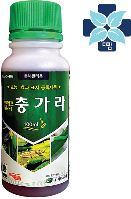 [다팜] 충가라100mL 텃밭 식물 살충제 고추 진딧물 뿌리파리 응애 총채 노린재 온실가루이 나방 쐐기 깍지 톡토기 화분 진드기 벼룩잎 배추 벌레 약 강력 퇴치 마트린 친환경 농약, 1개, 100ml