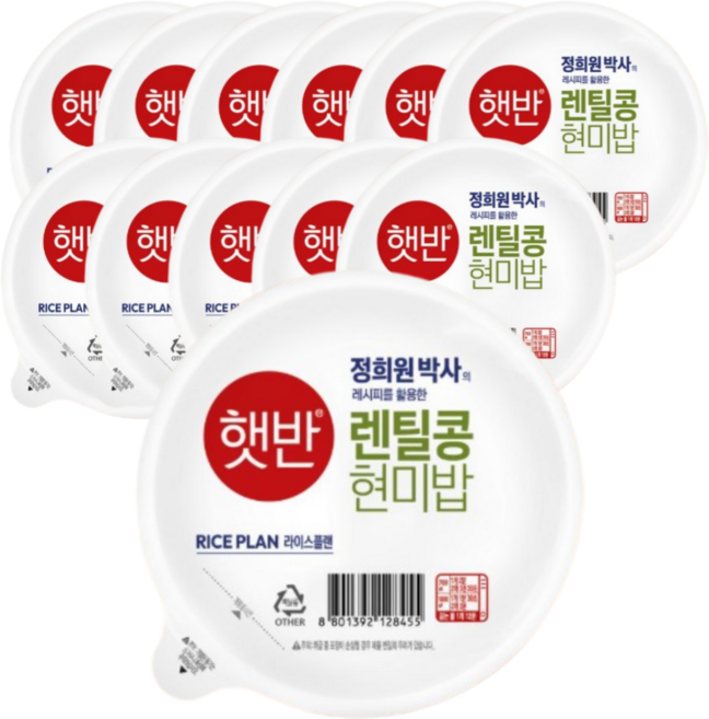 CJ 햇반 렌틸콩현미밥190g 4입 3개 (총 12개), 190g