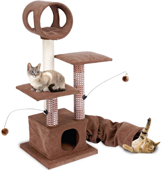 Penn Plax 터널 숨숨집 펀치볼 고층 대형 캣타워 BROWN, 1개