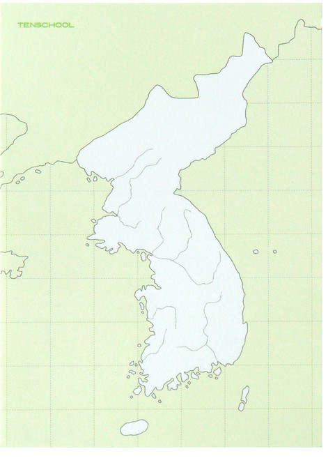 텐스쿨 점착 메모지 (중고생 30매 스티키메모지) 수험생 모의고사 공시생 OMR 한국사 세계사 타임플래너, [C6 07-006231]한국지도세로