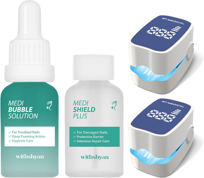 (런칭특가)위드샨 문제성 손발톱 케어 3종 세트 메디 버블 솔루션 + 메디 쉴드 플러스 + 손발톱 LED 케어 2ea, 1개, 15ml
