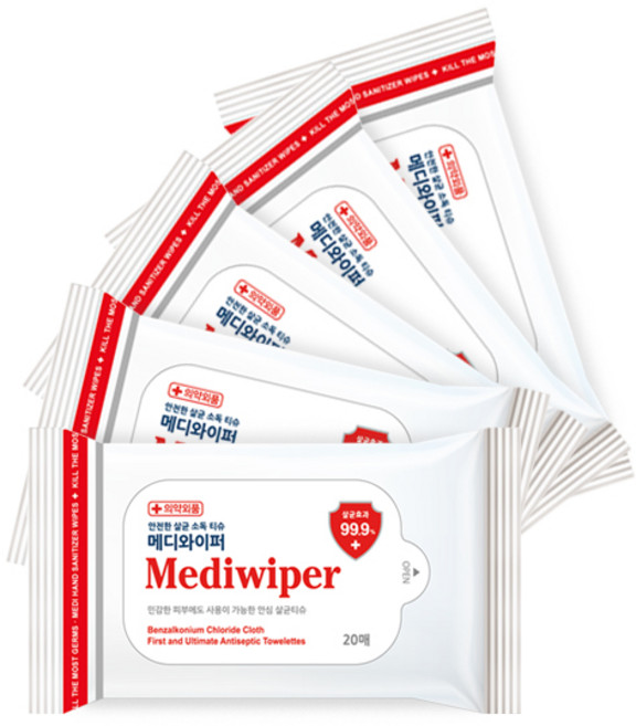 메디와이퍼 손소독 티슈 휴대형, 20매입, 5개