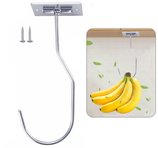 YGG 무타공 부착식 바나나걸이 거치대, 1개, 실버