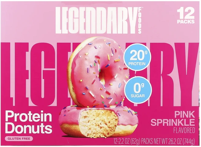 매우편하고 Legendary Foods 프로틴 도넛 핑크 스프링클 12팩 각 62g(2.2oz) 끝내주게잘나가는상품, LegendaryFoods프로틴도넛핑크스프링클12팩각6, 62g - 쿠팡