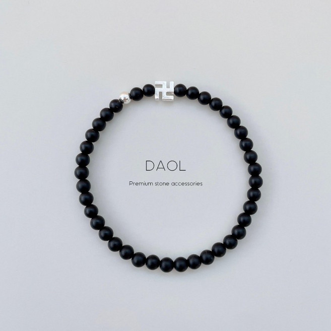 길상 번영 무광 오닉스 4mm 염주 팔찌 심플 남녀공용 팔찌