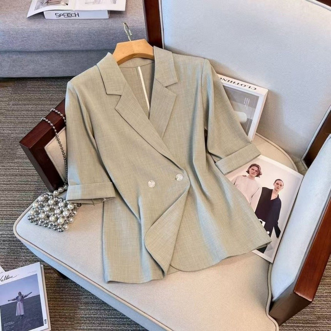 패션고리 여성 오피스룩 심플 반소매 정장 블레이저 H1124
