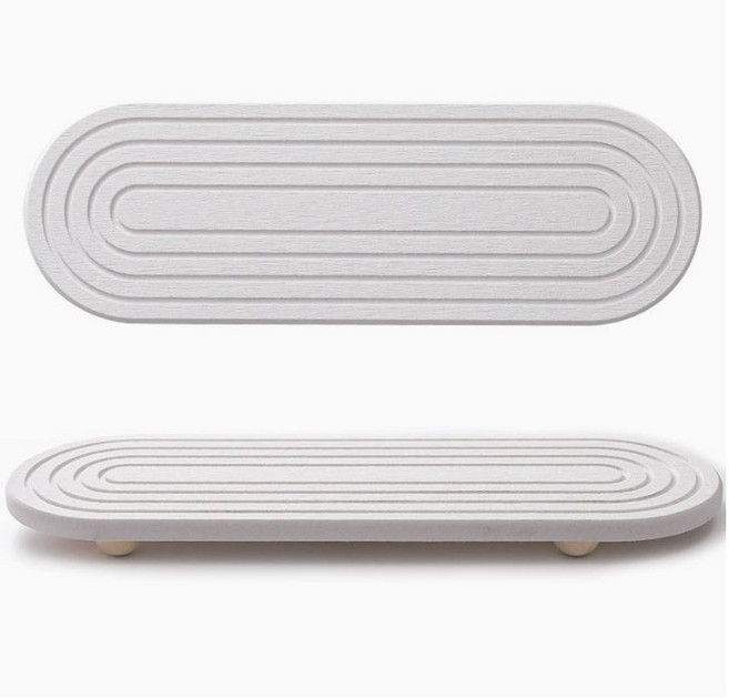 보브온 다용도 규조토 트레이 대형 비누받침 거치대, 1개, 화이트