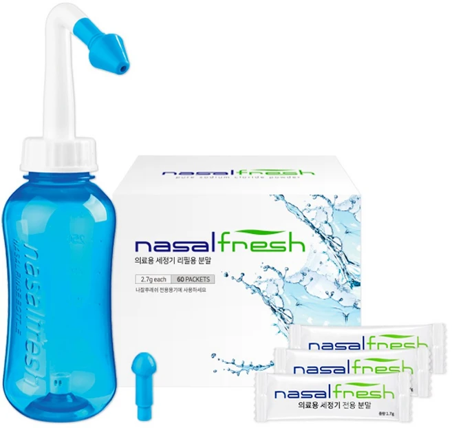 나잘후레쉬 코세척기 300ml 블루 + 코세정분말(2.7g) 60포 +사은품 거치대 증정, 1개 - 쿠팡