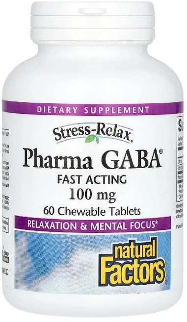 네츄럴팩터스 스트레스 릴렉스 Pharma GABA 100mg 츄어블 60정, 1개 - 쿠팡