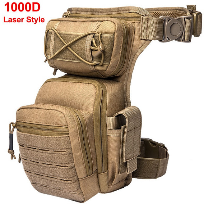 Men Leg Bag Thigh Utility Belt Waist Pack Pouch Adjustable Hiking Male Hip [A00068000], 1000D 카키