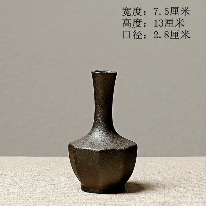 일본 스타일 테라코타 꽃병 모조 돌 추상 꽃 배열 테이블 탑 빈티지 장식 거실 꽃 꽃병, [07] 19a 13x7.5x2.8cm