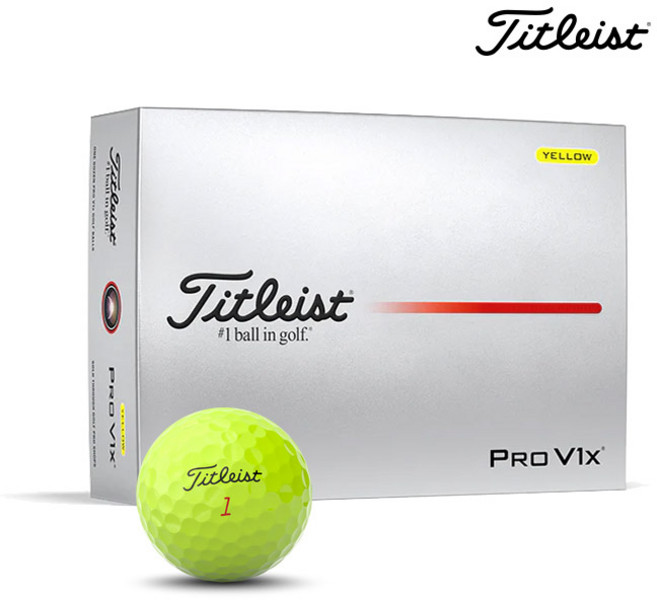 타이틀리스트 2025 PRO V1X 더즌 골프공 4피스, 옐로우, 12개입, 1개