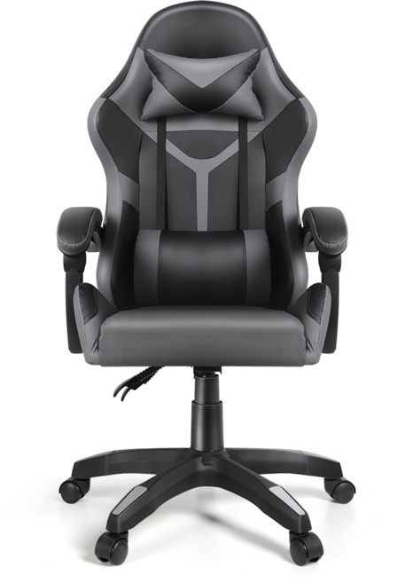 벤트론스 게이밍 의자 각도 높이 조절 가능 컴퓨터 사무용 의자, 블랙+그레이