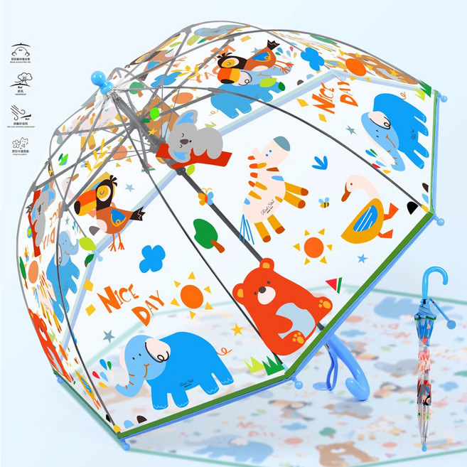 쪼로니 동물 아동 투명 비닐우산 돔형 장우산