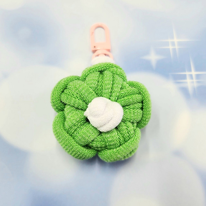 라온맘 양말목 꽃 키링 만들기 DIY 키트, 09_연그린/화이트, 1개