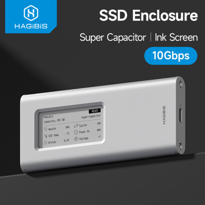 Hagibis M.2 NVMe SSD 인클로저잉크 디스플레이 포함 10Gbps 잉크 스크린 알루미늄 외장 SSD 케이스2230/2242/2260/2280 SSD용, [01] 옵션1