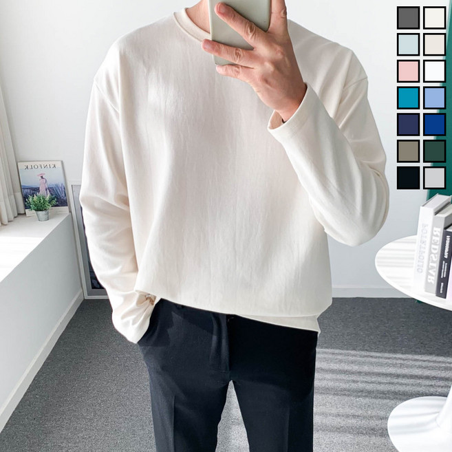 놈시크 90-140 남자 티셔츠 오버핏 소프트 특양면 긴팔티 빅사이즈