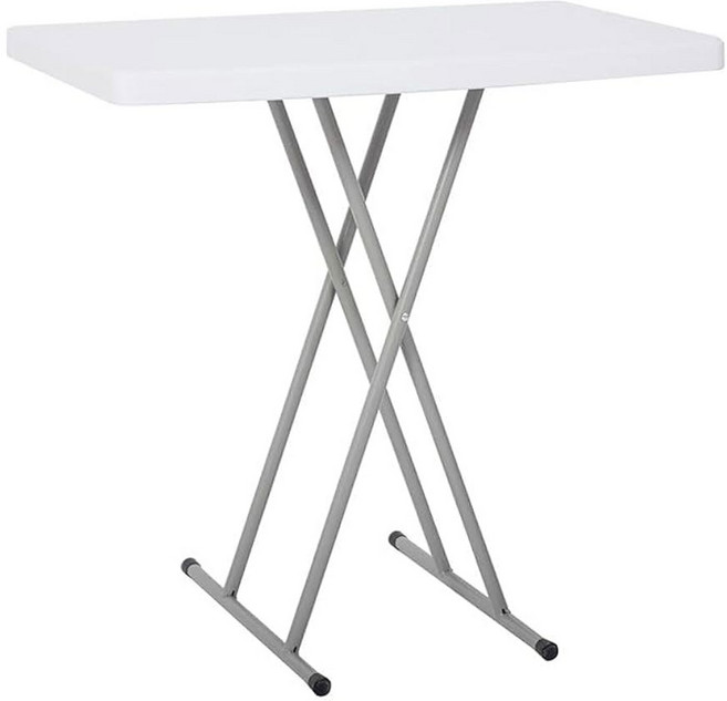 뱀파이어 30인치 - 노트북 소파 캠핑용 소형 책상 조절 높이 TV 트레이 작은 공간용 헤비 듀티 유틸리티 접이식 테이블 휴대용 화이트 화강암 테이블, White