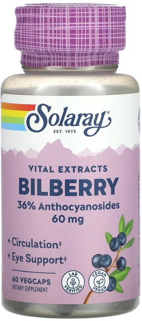 Solaray Vital Extracts 빌베리 60mg 베지 캡슐 60정, SolarayVitalExtracts빌베리60mg베지캡, 1개 - 쿠팡